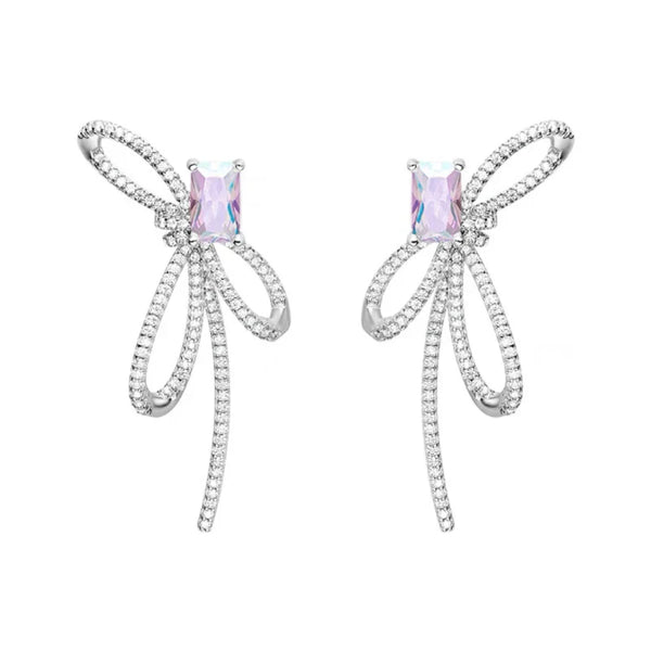 Aurora Ribbon Bow Small Sugar Cube Earrings