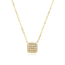 Sterling Silver Square Stone Full-shop Pendant Necklace