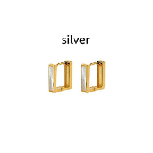 Silver Women's Elegant Shell Square Earrings